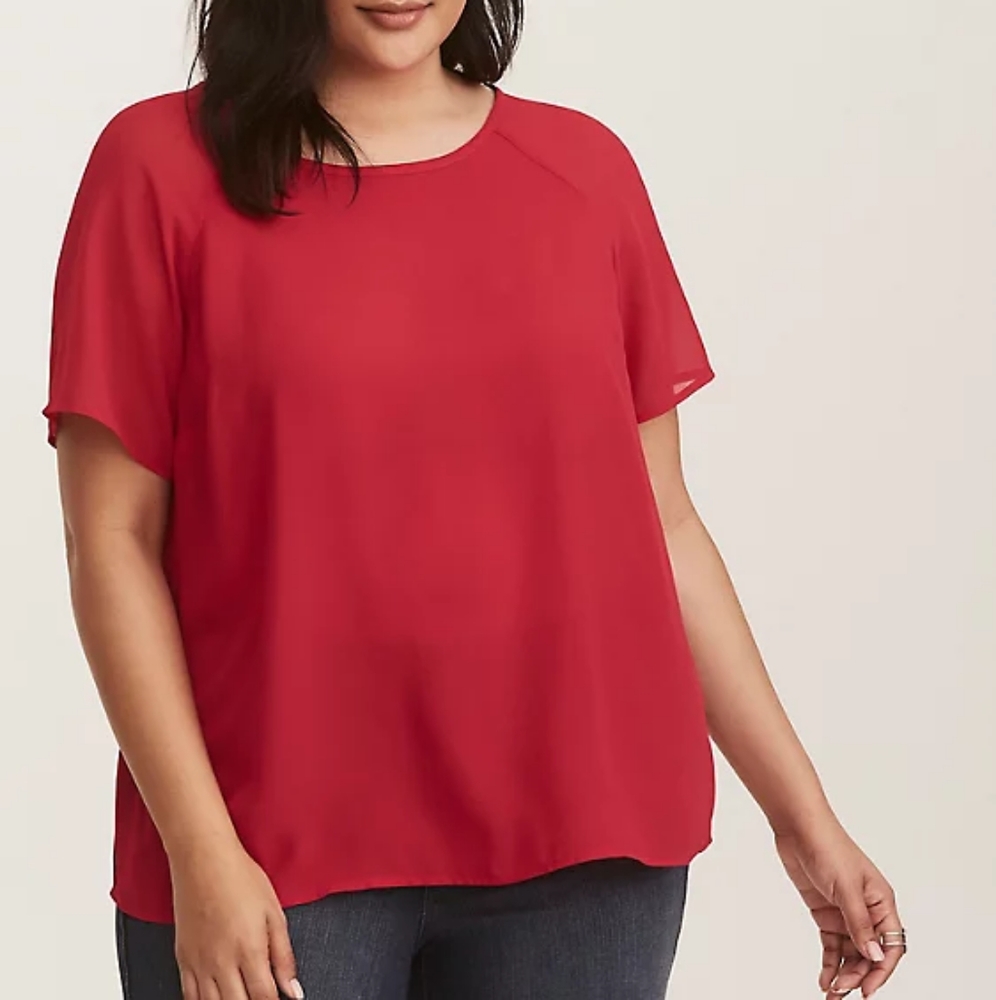 TORRID RASPBERRY RAGLAN BLOUSE